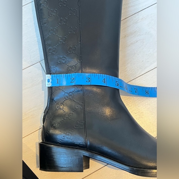 GUCCI GG BLACK LEATHER RIDING BOOTS - Picture 14 of 17